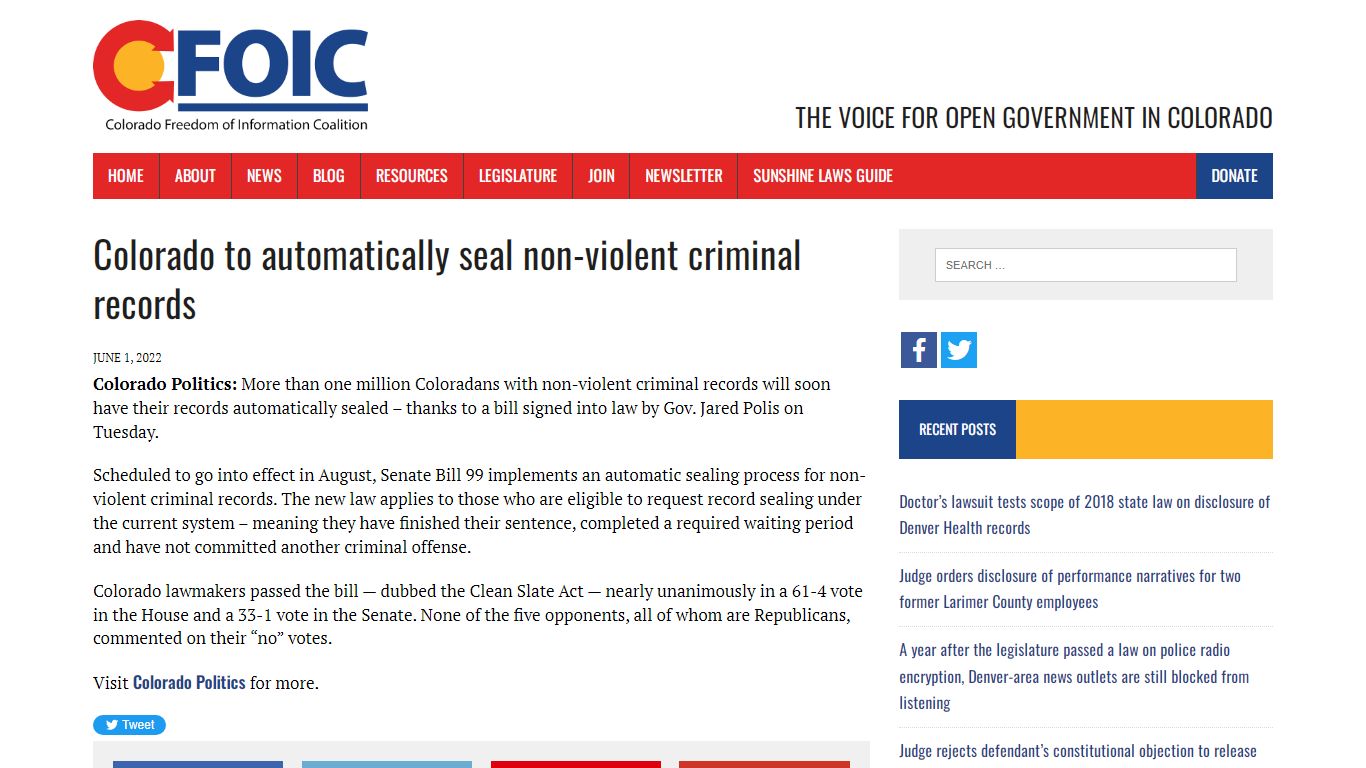 Colorado to automatically seal non-violent criminal records